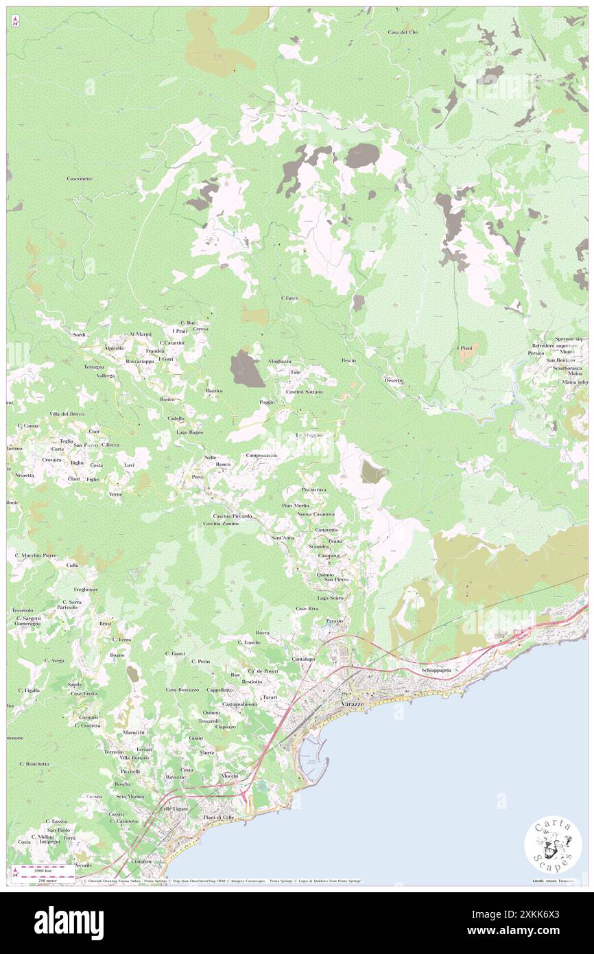 Campomarzo, Provincia di Savona, IT, Italia, Liguria, N 44 23' 28'', N 8 33' 56'', MAP, Cartascapes Map pubblicata nel 2024. Esplora Cartascapes, una mappa che rivela i diversi paesaggi, culture ed ecosistemi della Terra. Viaggia attraverso il tempo e lo spazio, scoprendo l'interconnessione del passato, del presente e del futuro del nostro pianeta. Foto Stock