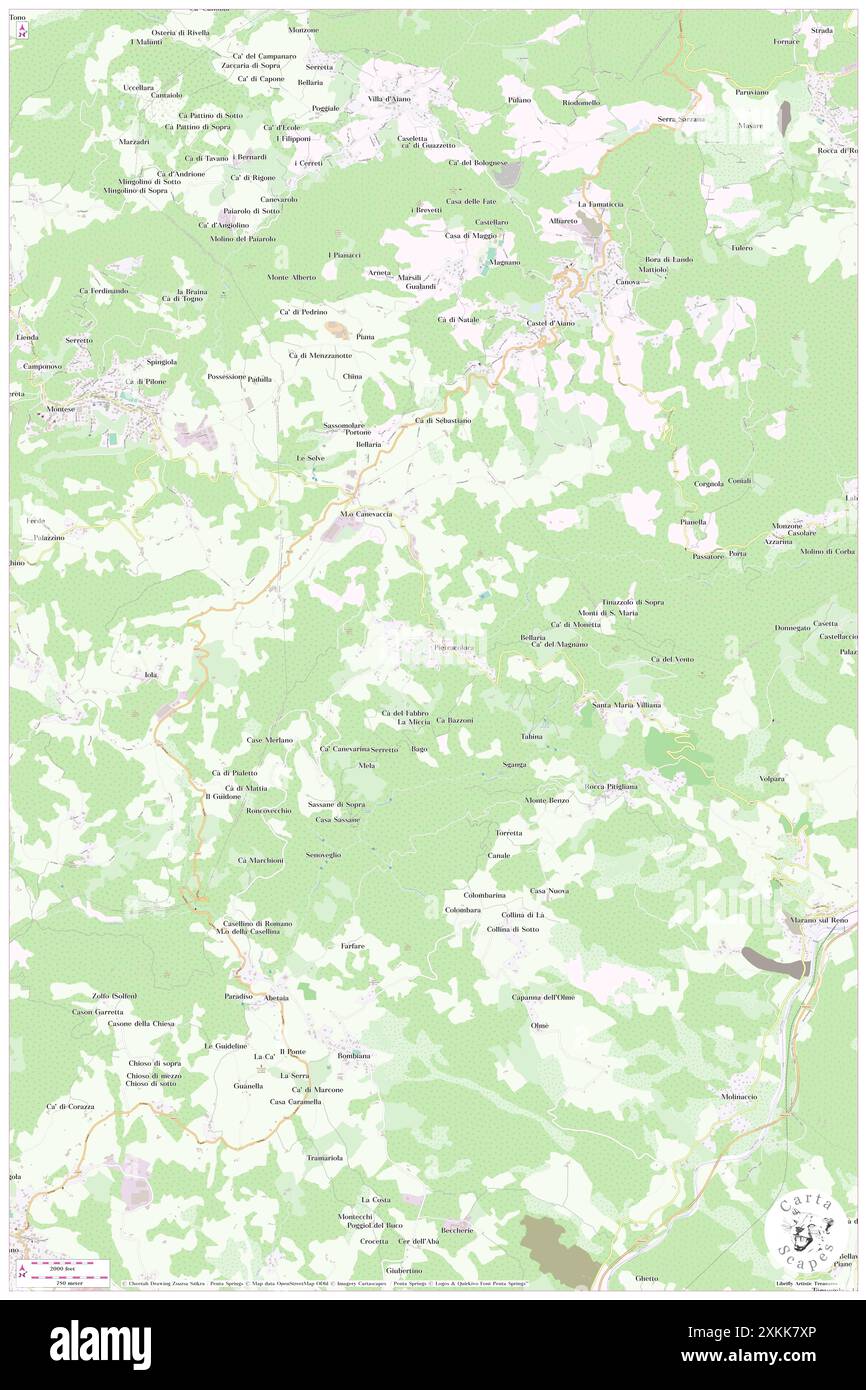 Pietracolora, Bologna, IT, Italia, Emilia-Romagna, N 44 14' 52'', N 10 59' 7'', MAP, Cartascapes Map pubblicata nel 2024. Esplora Cartascapes, una mappa che rivela i diversi paesaggi, culture ed ecosistemi della Terra. Viaggia attraverso il tempo e lo spazio, scoprendo l'interconnessione del passato, del presente e del futuro del nostro pianeta. Foto Stock