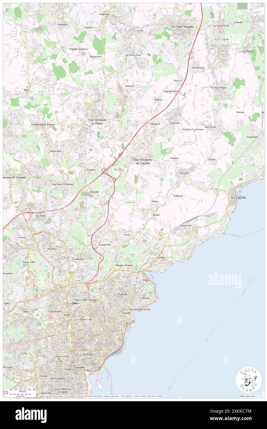 Carrubazza-Motta, Catania, IT, Italia, Sicilia, N 37 33' 11'', N 15 6' 29'', MAP, Cartascapes Map pubblicata nel 2024. Esplora Cartascapes, una mappa che rivela i diversi paesaggi, culture ed ecosistemi della Terra. Viaggia attraverso il tempo e lo spazio, scoprendo l'interconnessione del passato, del presente e del futuro del nostro pianeta. Foto Stock