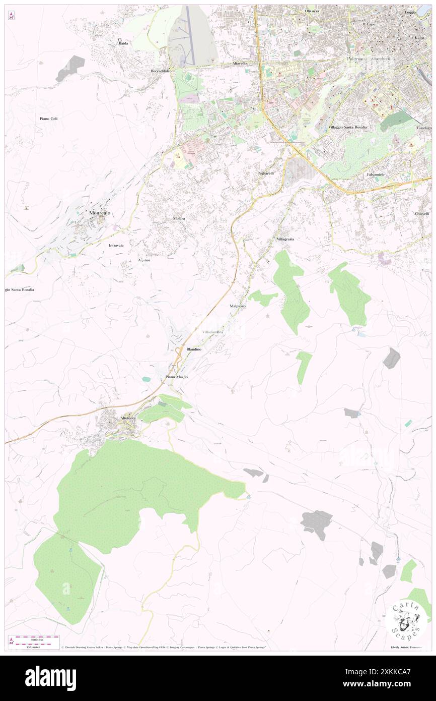 Villa Ciambra, Palermo, IT, Italia, Sicilia, N 38 3' 40'', N 13 19' 12'', MAP, Cartascapes Map pubblicata nel 2024. Esplora Cartascapes, una mappa che rivela i diversi paesaggi, culture ed ecosistemi della Terra. Viaggia attraverso il tempo e lo spazio, scoprendo l'interconnessione del passato, del presente e del futuro del nostro pianeta. Foto Stock