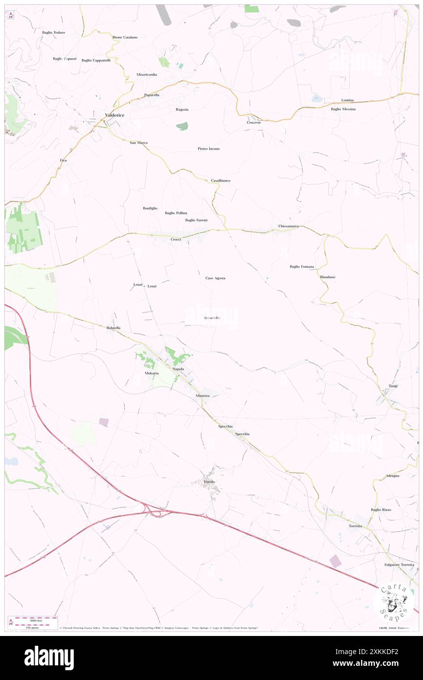 Rosariello, Trapani, IT, Italia, Sicilia, N 38 0' 0'', N 12 38' 26'', MAP, Cartascapes Map pubblicata nel 2024. Esplora Cartascapes, una mappa che rivela i diversi paesaggi, culture ed ecosistemi della Terra. Viaggia attraverso il tempo e lo spazio, scoprendo l'interconnessione del passato, del presente e del futuro del nostro pianeta. Foto Stock