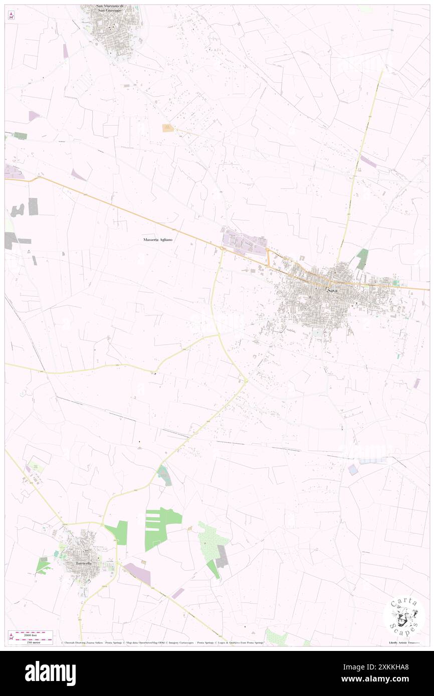 Sava, Provincia di Taranto, IT, Italia, Puglia, N 40 24' 12'', N 17 33' 30'', MAP, Cartascapes Map pubblicata nel 2024. Esplora Cartascapes, una mappa che rivela i diversi paesaggi, culture ed ecosistemi della Terra. Viaggia attraverso il tempo e lo spazio, scoprendo l'interconnessione del passato, del presente e del futuro del nostro pianeta. Foto Stock