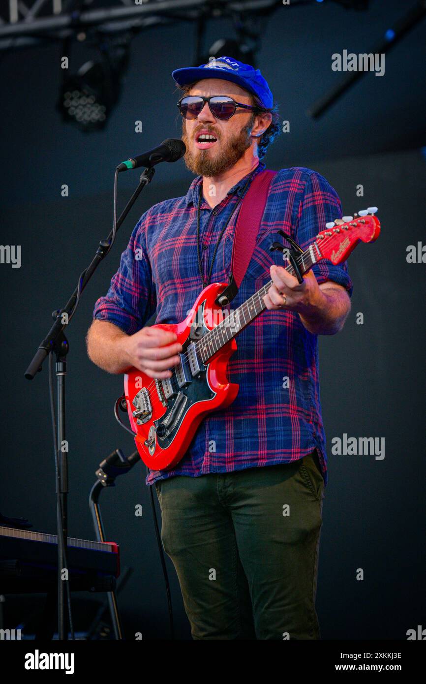 Musicista irlandese, James Vincent McMorrow, Vancouver Folk Music Festival, Vancouver, British Columbia, Canada Foto Stock