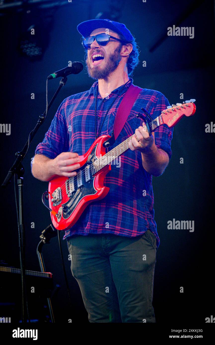 Musicista irlandese, James Vincent McMorrow, Vancouver Folk Music Festival, Vancouver, British Columbia, Canada Foto Stock