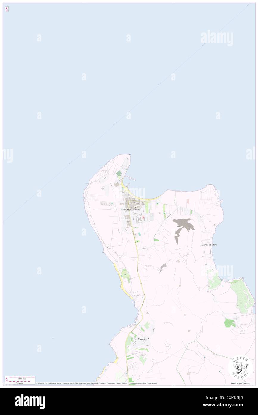 Capo San Vito Hotel (h), Trapani, IT, Italia, Sicilia, N 38 10' 37'', N 12 44' 2'', MAP, Cartascapes Map pubblicata nel 2024. Esplora Cartascapes, una mappa che rivela i diversi paesaggi, culture ed ecosistemi della Terra. Viaggia attraverso il tempo e lo spazio, scoprendo l'interconnessione del passato, del presente e del futuro del nostro pianeta. Foto Stock