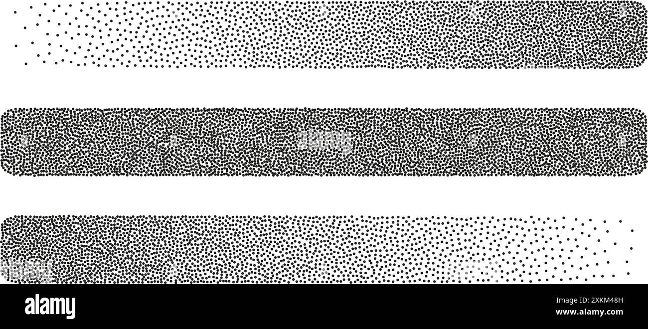 Dotwork forme astratte con texture a grana nera Illustrazione Vettoriale
