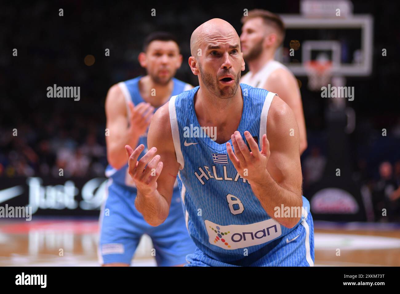 Nick Calathes (Grecia). Torneo di qualificazione olimpica FIBA. Pireo 2024. Foto Stock