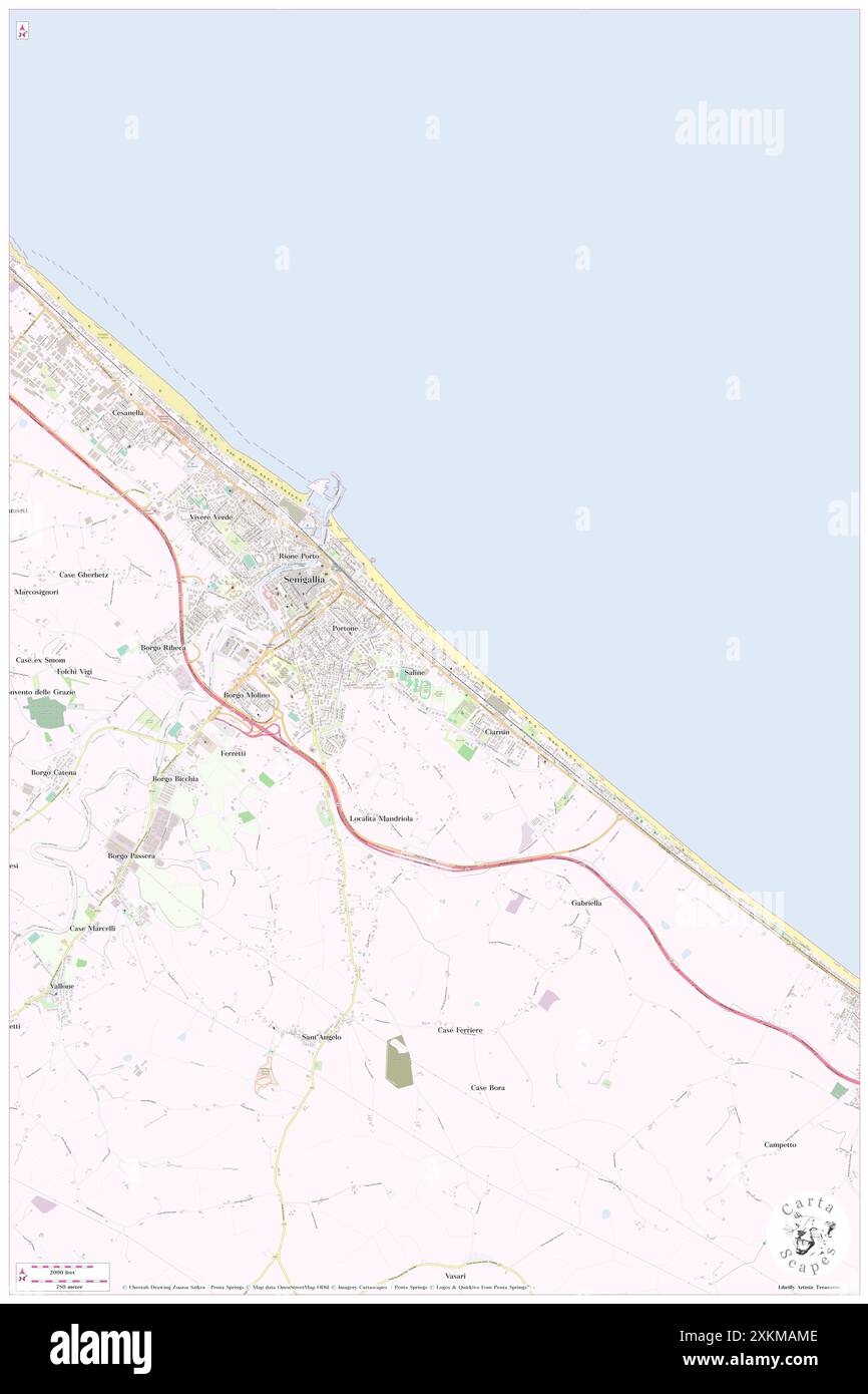 Caggiari, Provincia di Ancona, IT, Italia, le Marche, N 43 42' 31'', N 13 14' 0'', MAP, Cartascapes Map pubblicata nel 2024. Esplora Cartascapes, una mappa che rivela i diversi paesaggi, culture ed ecosistemi della Terra. Viaggia attraverso il tempo e lo spazio, scoprendo l'interconnessione del passato, del presente e del futuro del nostro pianeta. Foto Stock