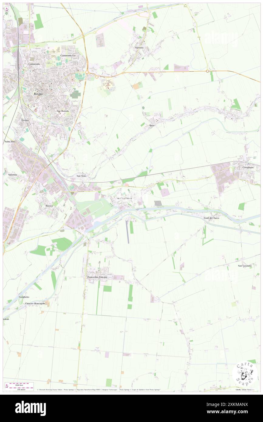 Sant'Apollinare, Provincia di Rovigo, IT, Italia, Veneto, N 45 2' 28'', N 11 49' 31'', MAP, Cartascapes Map pubblicata nel 2024. Esplora Cartascapes, una mappa che rivela i diversi paesaggi, culture ed ecosistemi della Terra. Viaggia attraverso il tempo e lo spazio, scoprendo l'interconnessione del passato, del presente e del futuro del nostro pianeta. Foto Stock