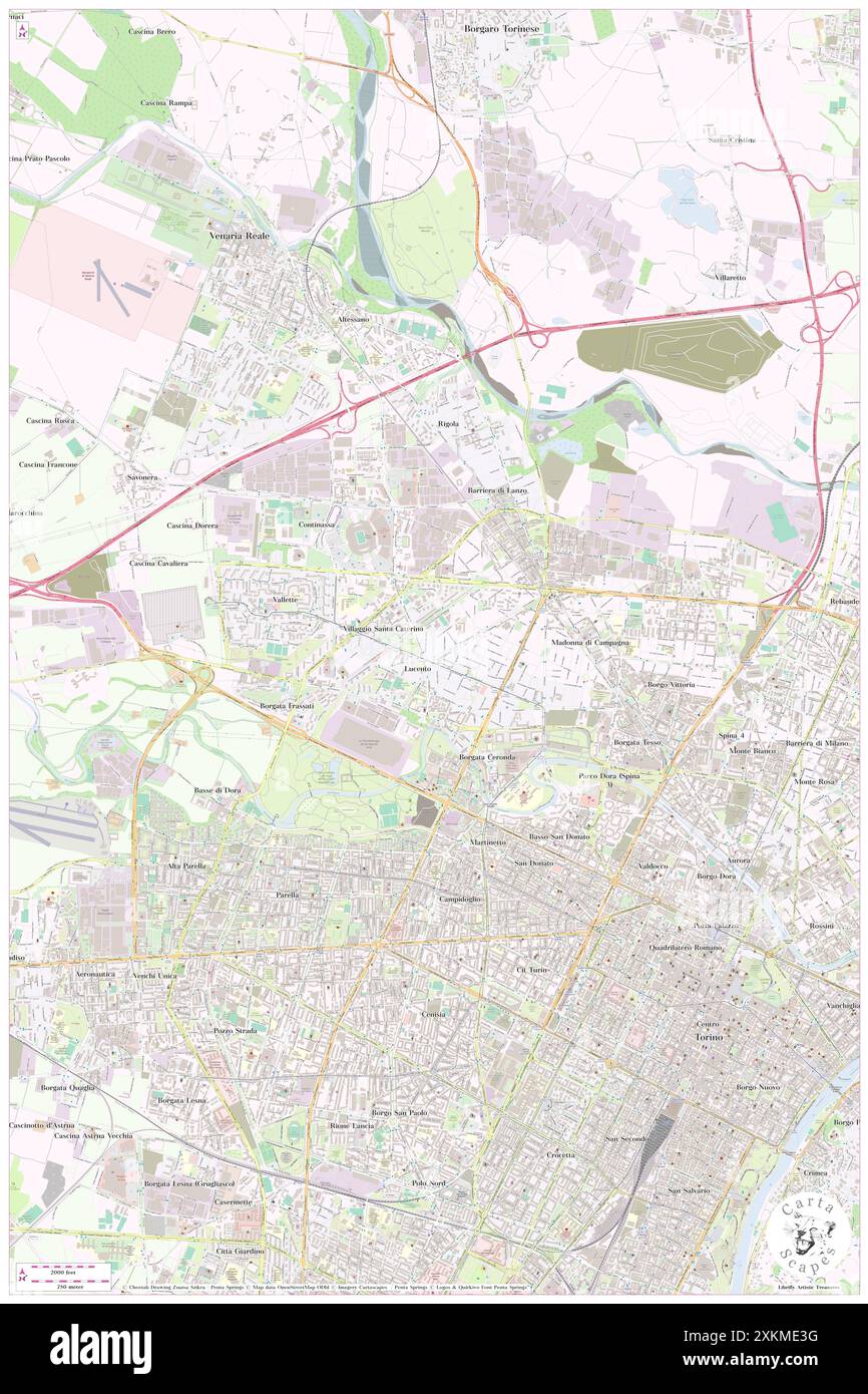 Ceronda, Torino, IT, Italia, Piemonte, N 45 6' 0'', N 7 39' 0'', MAP, Cartascapes Map pubblicata nel 2024. Esplora Cartascapes, una mappa che rivela i diversi paesaggi, culture ed ecosistemi della Terra. Viaggia attraverso il tempo e lo spazio, scoprendo l'interconnessione del passato, del presente e del futuro del nostro pianeta. Foto Stock