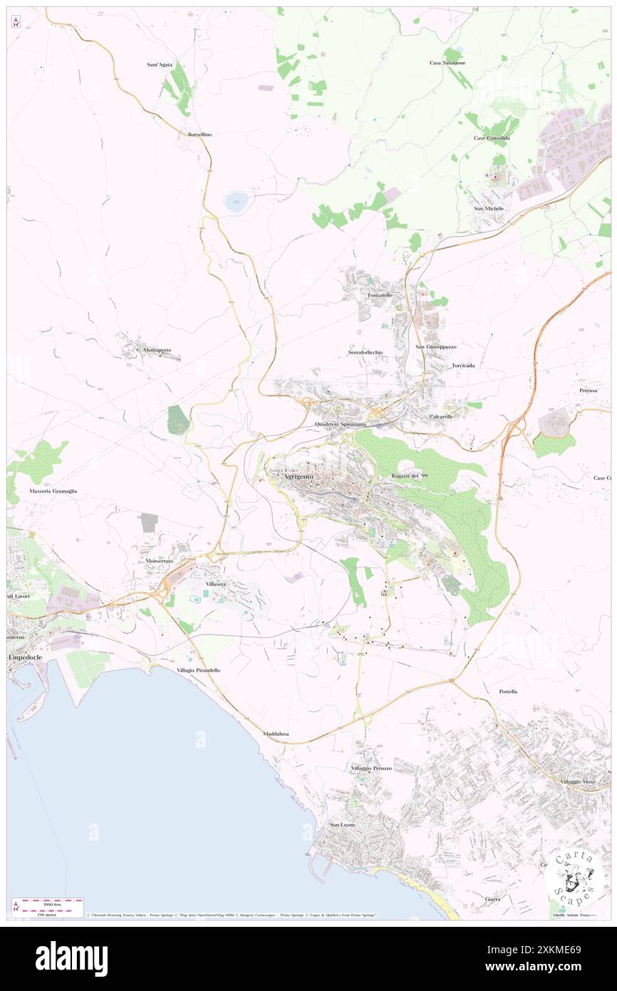 Cattedrale di Agrigento, Agrigento, IT, Italia, Sicilia, N 37 18' 50'', N 13 34' 35'', MAP, Cartascapes Map pubblicata nel 2024. Esplora Cartascapes, una mappa che rivela i diversi paesaggi, culture ed ecosistemi della Terra. Viaggia attraverso il tempo e lo spazio, scoprendo l'interconnessione del passato, del presente e del futuro del nostro pianeta. Foto Stock