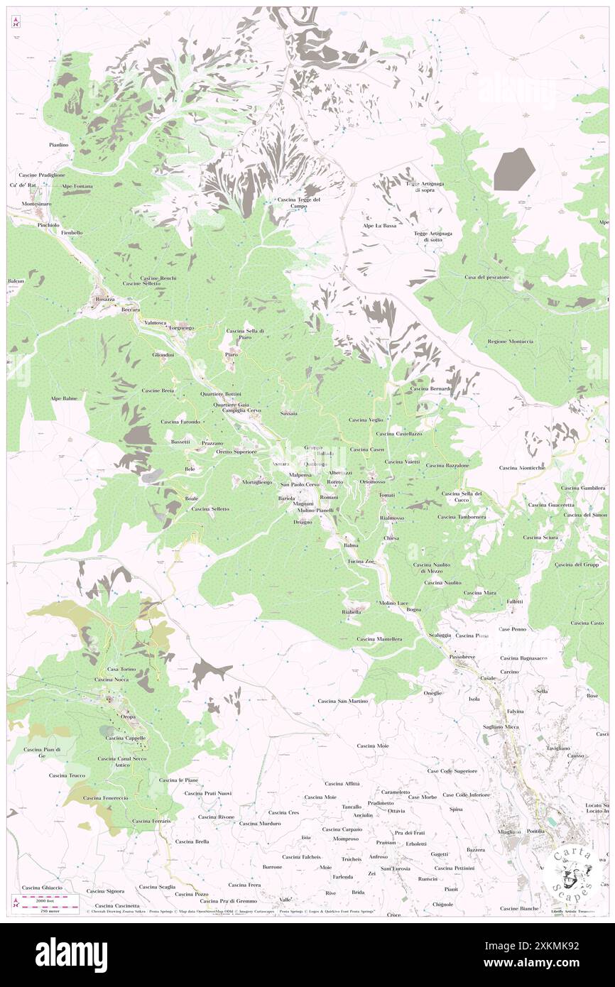 Quittengo, Provincia di biella, IT, Italia, Piemonte, N 45 39' 24''', N 8 0' 39'', MAP, Cartascapes Map pubblicata nel 2024. Esplora Cartascapes, una mappa che rivela i diversi paesaggi, culture ed ecosistemi della Terra. Viaggia attraverso il tempo e lo spazio, scoprendo l'interconnessione del passato, del presente e del futuro del nostro pianeta. Foto Stock