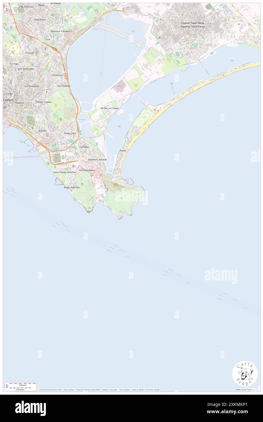 Torre Sant'Elia, Provincia di Cagliari, IT, Italia, Sardegna, N 39 11' 15'', N 9 9' 51'', MAP, Cartascapes Map pubblicata nel 2024. Esplora Cartascapes, una mappa che rivela i diversi paesaggi, culture ed ecosistemi della Terra. Viaggia attraverso il tempo e lo spazio, scoprendo l'interconnessione del passato, del presente e del futuro del nostro pianeta. Foto Stock