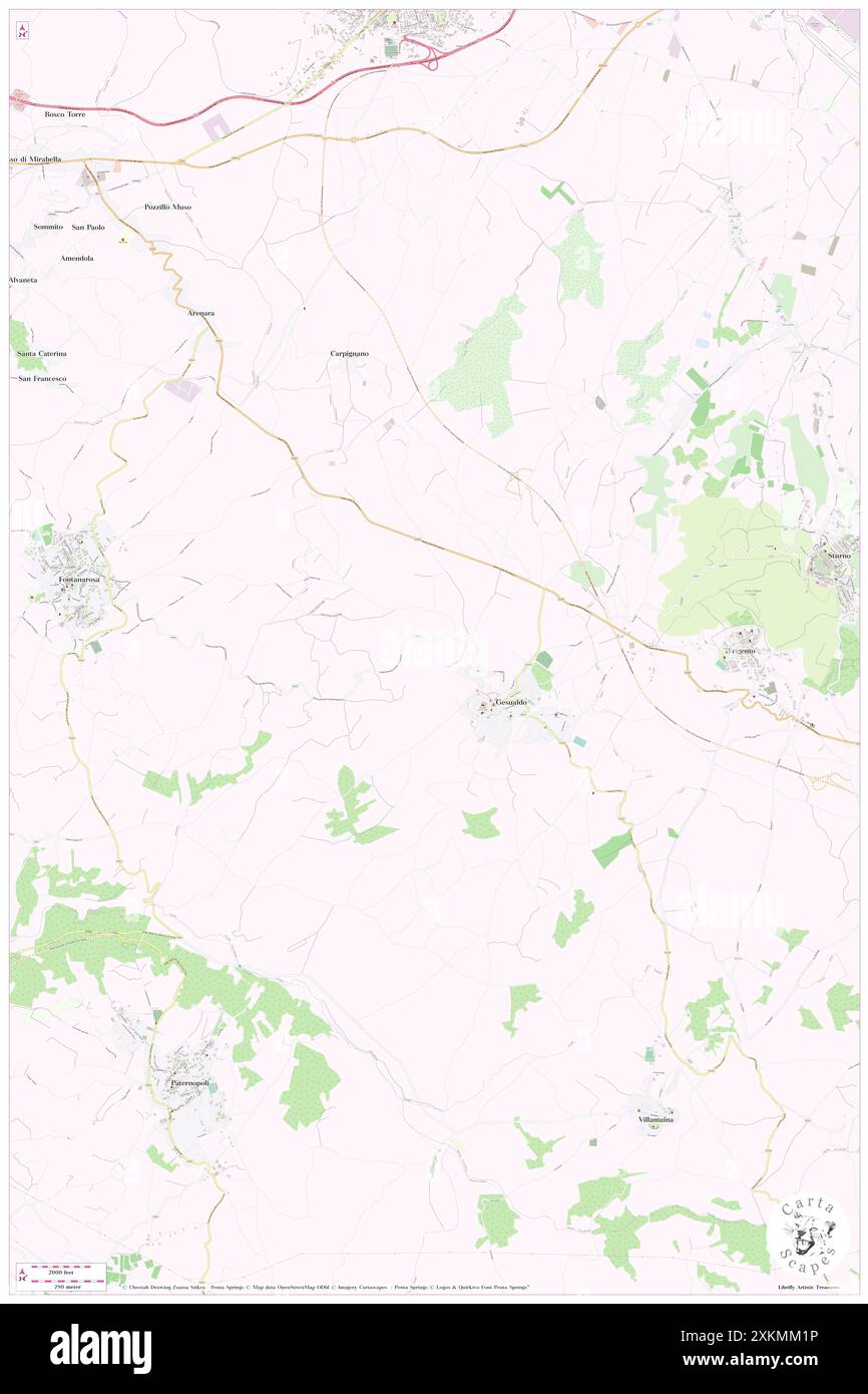 Gesualdo, Provincia di Avellino, IT, Italia, Campania, N 41 0' 24''', N 15 4' 20'', MAP, Cartascapes Map pubblicata nel 2024. Esplora Cartascapes, una mappa che rivela i diversi paesaggi, culture ed ecosistemi della Terra. Viaggia attraverso il tempo e lo spazio, scoprendo l'interconnessione del passato, del presente e del futuro del nostro pianeta. Foto Stock