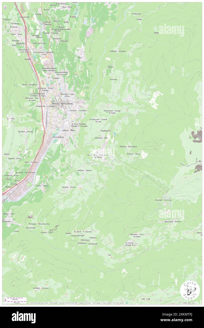 Sant'Andrea in Monte, Bolzano, IT, Italia, Trentino-alto Adige, N 46 41' 57'', N 11 40' 39'', MAP, Cartascapes Map pubblicata nel 2024. Esplora Cartascapes, una mappa che rivela i diversi paesaggi, culture ed ecosistemi della Terra. Viaggia attraverso il tempo e lo spazio, scoprendo l'interconnessione del passato, del presente e del futuro del nostro pianeta. Foto Stock