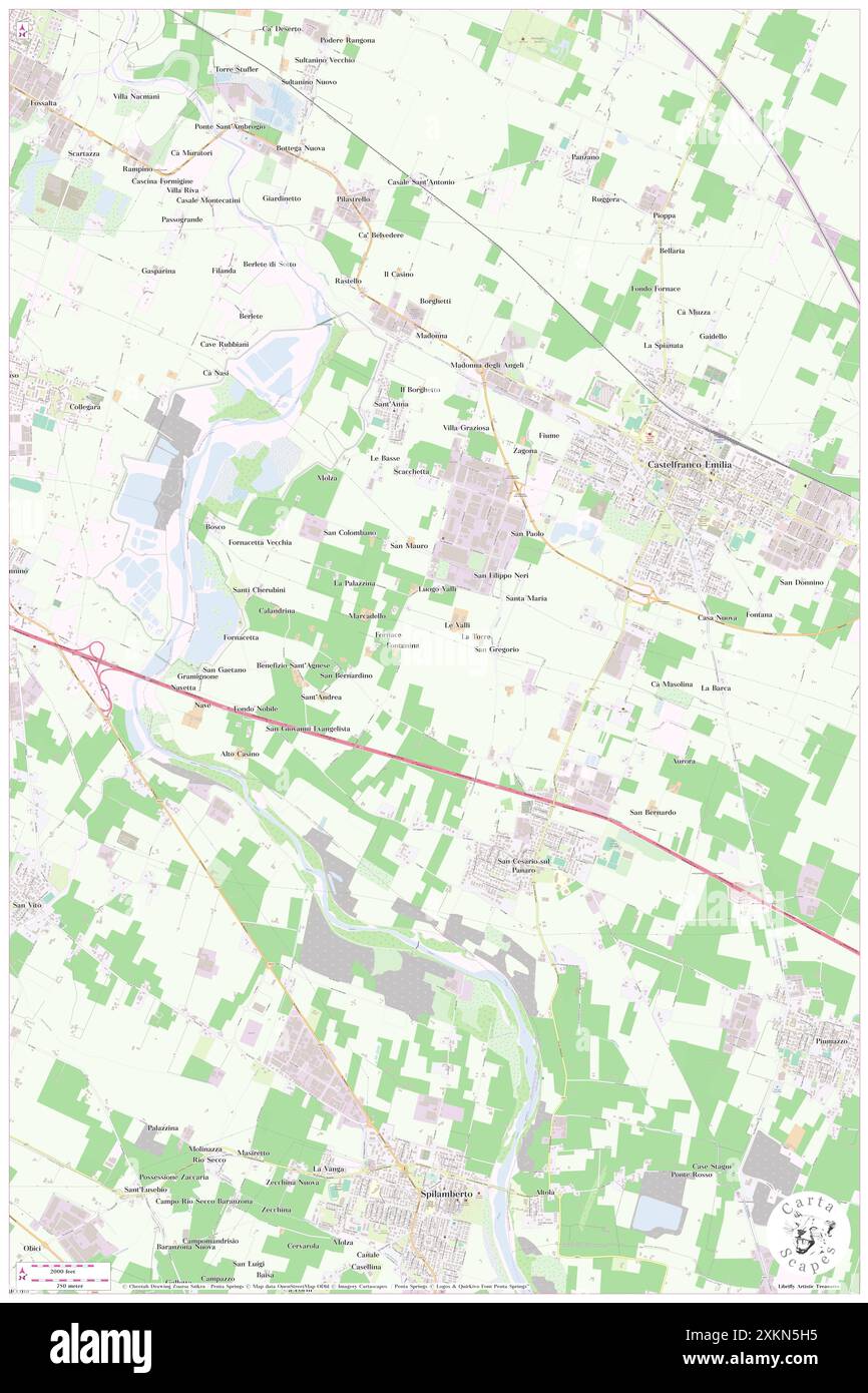 San Cesario sul Panaro, Provincia di Modena, IT, Italia, Emilia-Romagna, N 44 33' 48'', N 11 2' 6'', MAP, Cartascapes Map pubblicata nel 2024. Esplora Cartascapes, una mappa che rivela i diversi paesaggi, culture ed ecosistemi della Terra. Viaggia attraverso il tempo e lo spazio, scoprendo l'interconnessione del passato, del presente e del futuro del nostro pianeta. Foto Stock