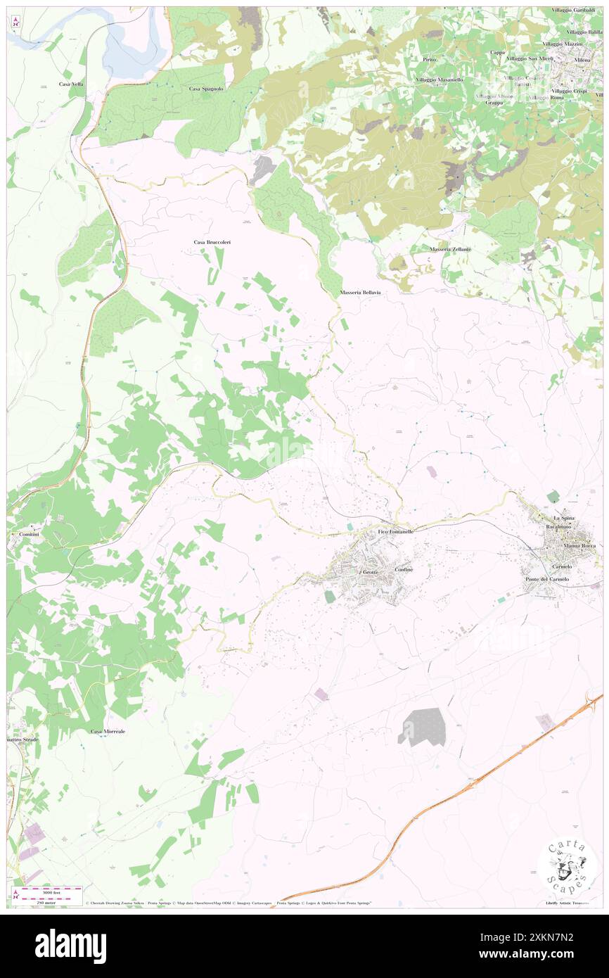 Grotte, Agrigento, IT, Italia, Sicilia, N 37 24' 12'', N 13 41' 56'', MAP, Cartascapes Map pubblicata nel 2024. Esplora Cartascapes, una mappa che rivela i diversi paesaggi, culture ed ecosistemi della Terra. Viaggia attraverso il tempo e lo spazio, scoprendo l'interconnessione del passato, del presente e del futuro del nostro pianeta. Foto Stock