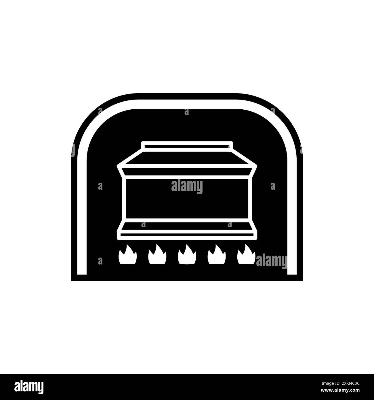 Segno crematorio. Bruciare una bara è un simbolo di sepoltura. Illustrazione Vettoriale