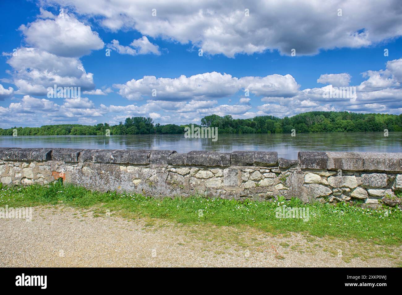 Il fiume Vienne a Montsoreau con un alto livello a ovest Foto Stock