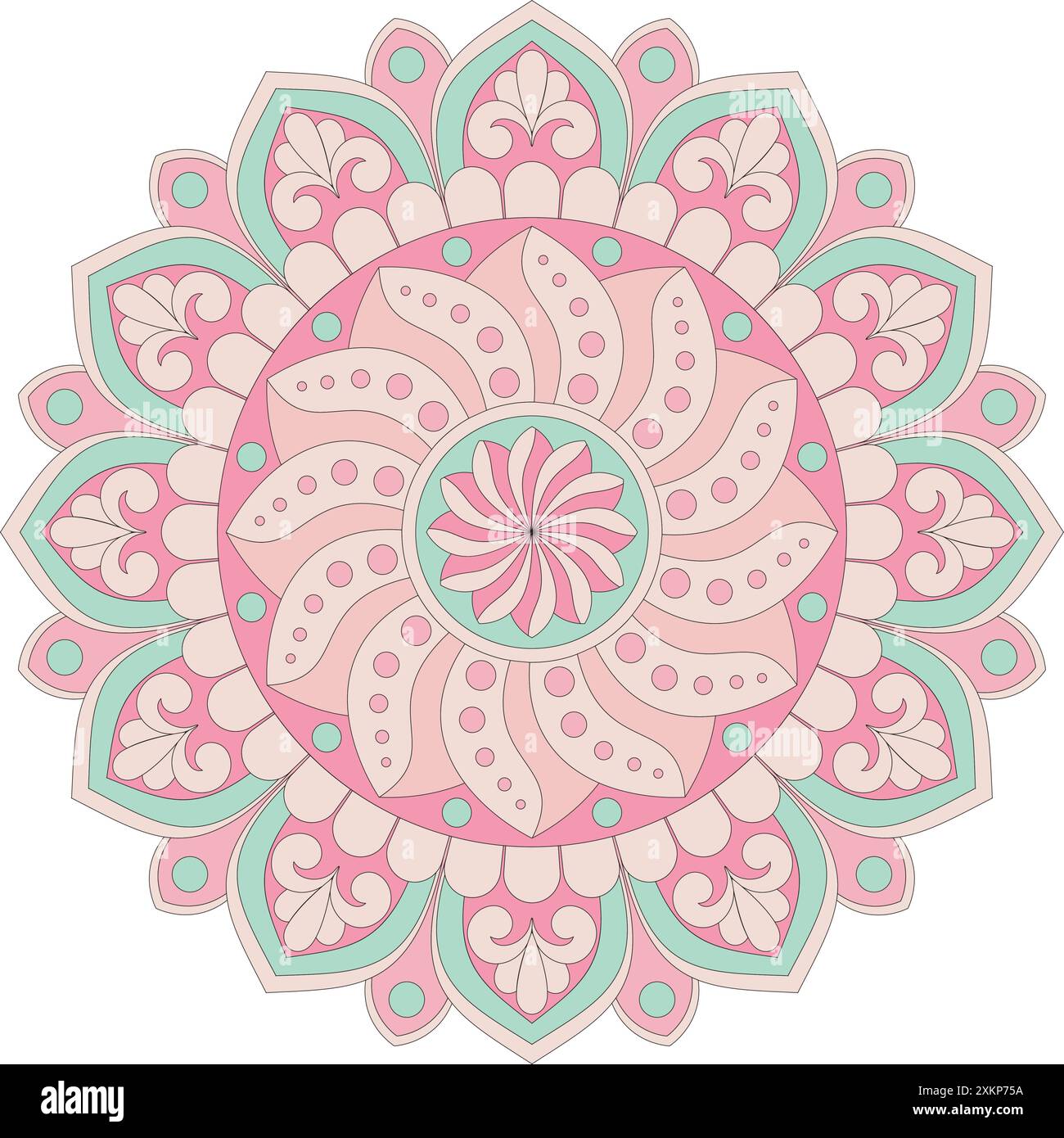 Design decorativo e colorato Mandala floreale. Illustrazione vettoriale ornamento. Illustrazione Vettoriale