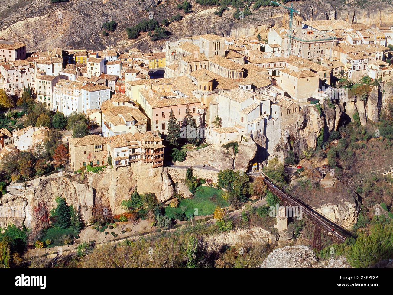Vista aerea. Cuenca, Castilla La Mancha, in Spagna. Foto Stock