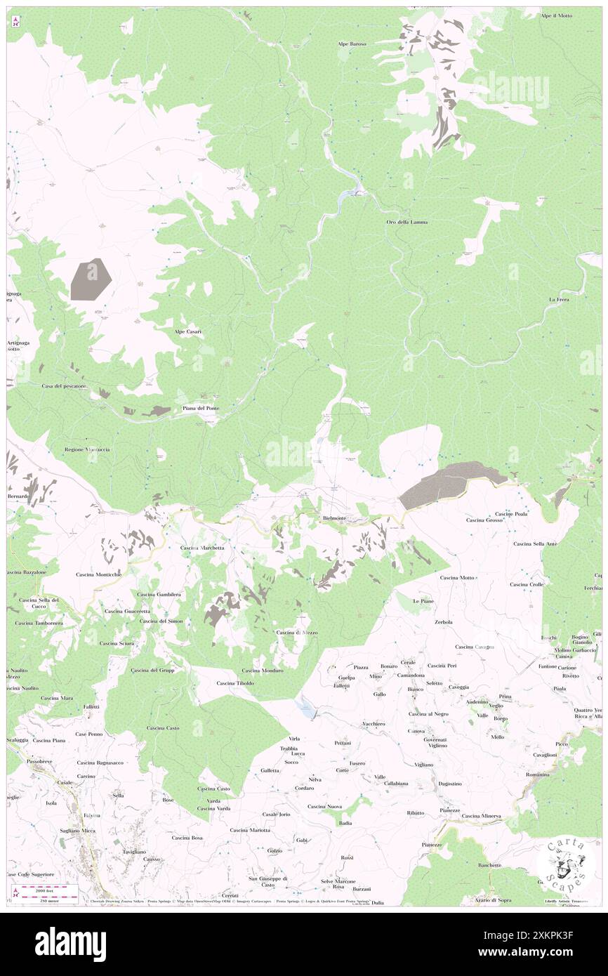 Camandona, Provincia di biella, IT, Italia, Piemonte, N 45 38' 39'', N 8 5' 58'', MAP, Cartascapes Map pubblicata nel 2024. Esplora Cartascapes, una mappa che rivela i diversi paesaggi, culture ed ecosistemi della Terra. Viaggia attraverso il tempo e lo spazio, scoprendo l'interconnessione del passato, del presente e del futuro del nostro pianeta. Foto Stock