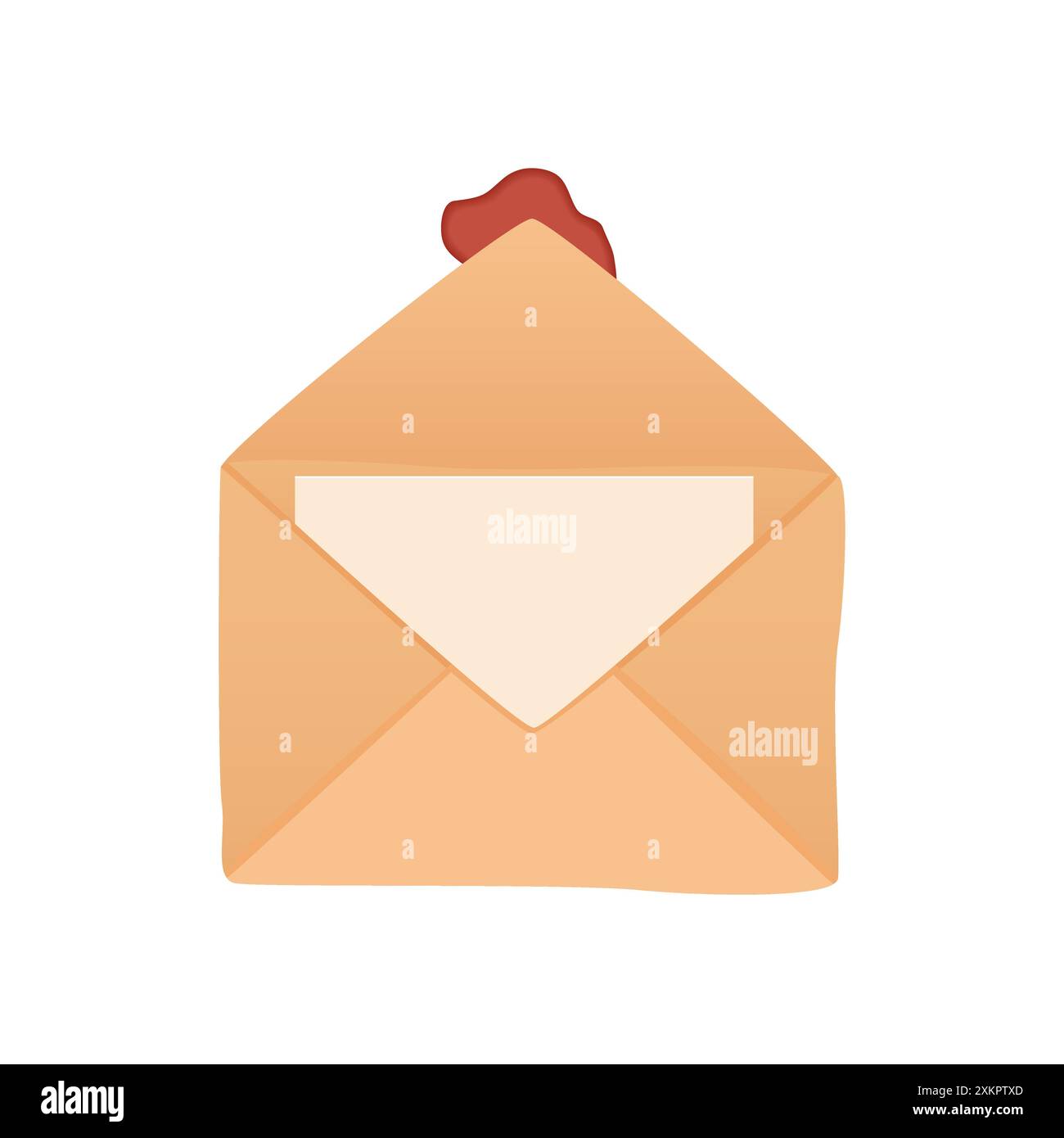 Busta pergamena in carta aperta vintage con lettera, antica illustrazione vettoriale di messaggi Illustrazione Vettoriale