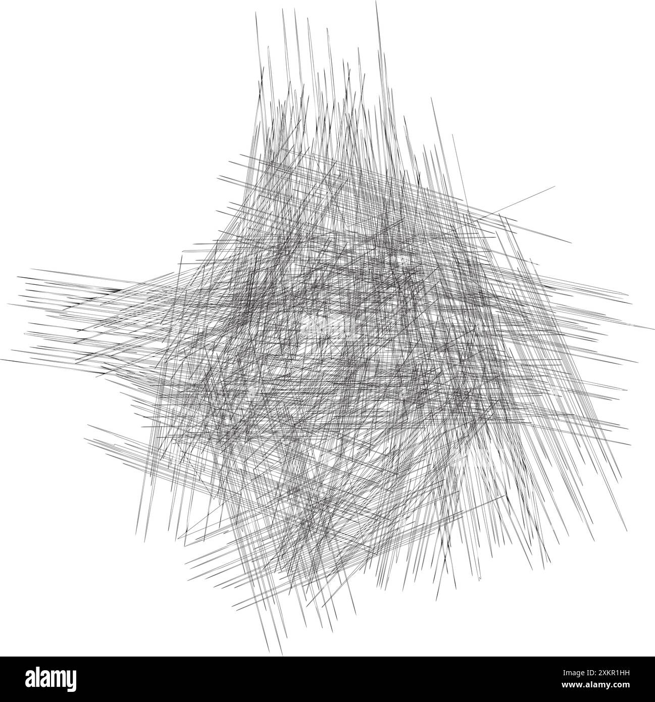 Trama vettoriale matita scarabocchiata. Linee nere isolate, trasparenti e caotiche Illustrazione Vettoriale