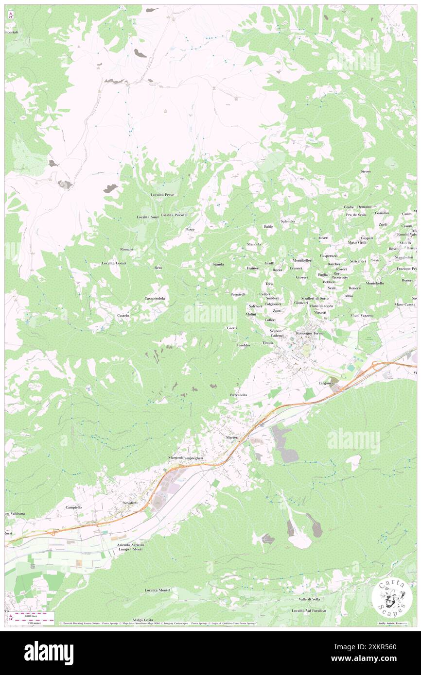 Roncegno Terme, Provincia autonoma di Trento, IT, Italia, Trentino-alto Adige, N 46 2' 59'', N 11 24' 29''', mappa, Cartascapes Mappa pubblicata nel 2024. Esplora Cartascapes, una mappa che rivela i diversi paesaggi, culture ed ecosistemi della Terra. Viaggia attraverso il tempo e lo spazio, scoprendo l'interconnessione del passato, del presente e del futuro del nostro pianeta. Foto Stock