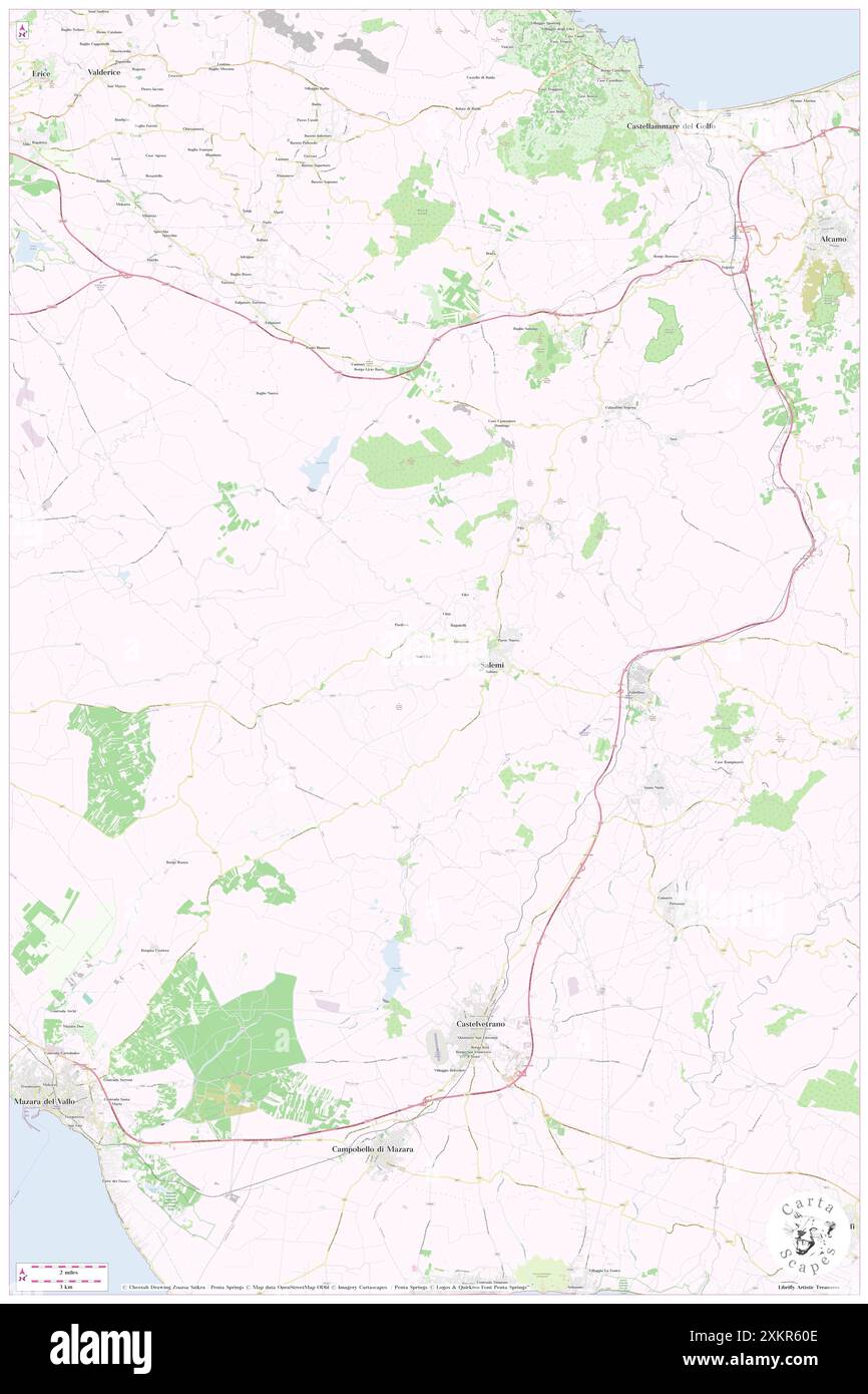 Salemi, Trapani, IT, Italia, Sicilia, N 37 49' 23'', N 12 48' 20'', MAP, Cartascapes Map pubblicata nel 2024. Esplora Cartascapes, una mappa che rivela i diversi paesaggi, culture ed ecosistemi della Terra. Viaggia attraverso il tempo e lo spazio, scoprendo l'interconnessione del passato, del presente e del futuro del nostro pianeta. Foto Stock