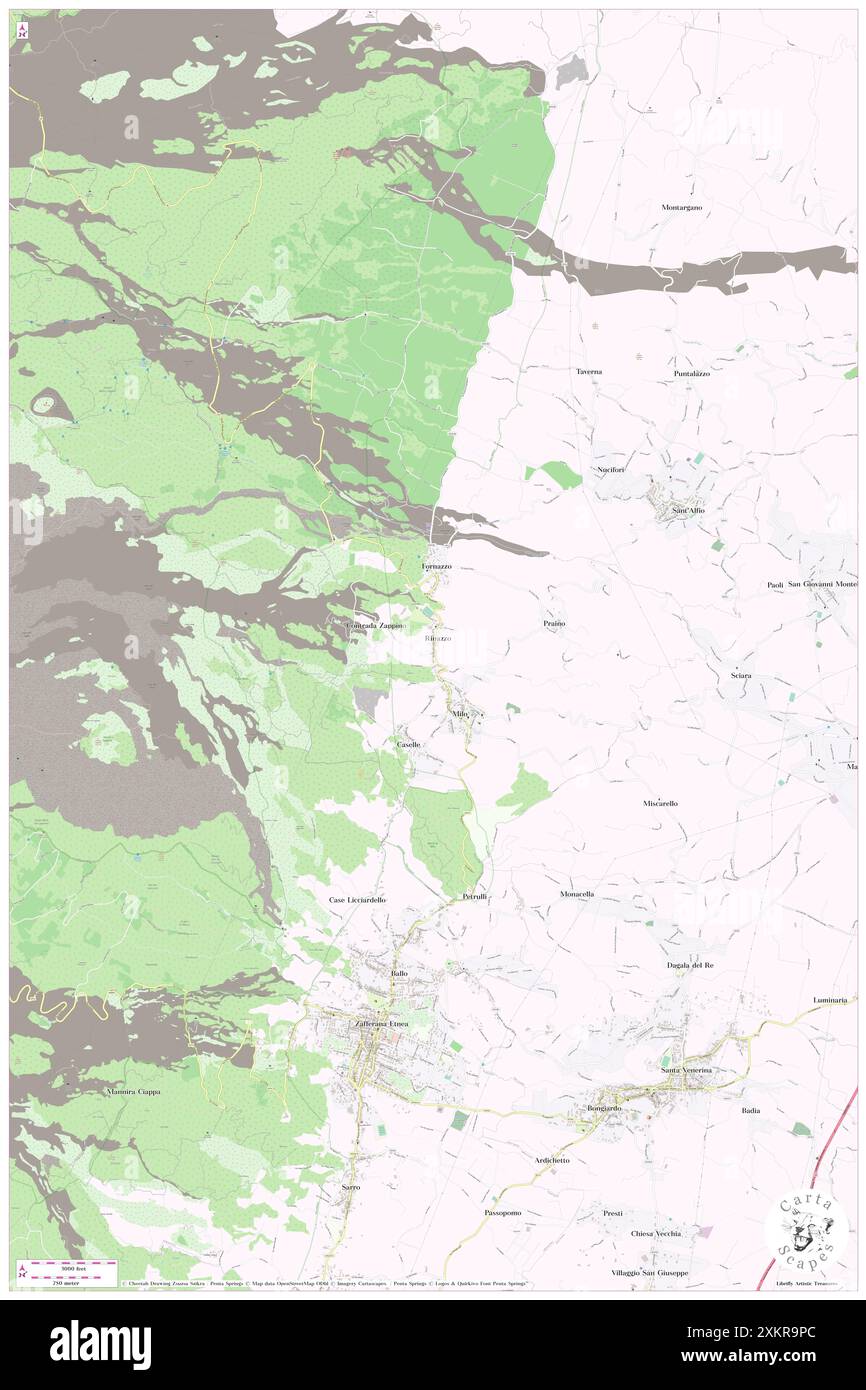 Milomax, Catania, IT, Italia, Sicilia, N 37 43' 42'', N 15 6' 45'', MAP, Cartascapes Map pubblicata nel 2024. Esplora Cartascapes, una mappa che rivela i diversi paesaggi, culture ed ecosistemi della Terra. Viaggia attraverso il tempo e lo spazio, scoprendo l'interconnessione del passato, del presente e del futuro del nostro pianeta. Foto Stock