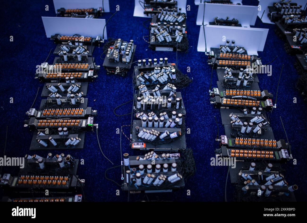 Berlino, Germania. 14 luglio 2024. Feuerwerk Knallkörper Spagna - Inghilterra Spanien - Inghilterra 14.07.2024 Copyright (nur für journalistische Zwecke) di : Foto Stock