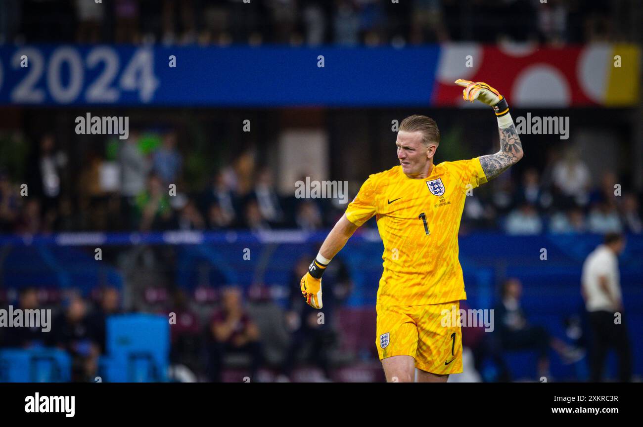 Berlino, Germania. 14 luglio 2024. Jordan Pickford (IT) Spagna - Inghilterra spagnolo - Inghilterra 14.07.2024 Copyright (nur für journalistische Zwecke) di : Foto Stock