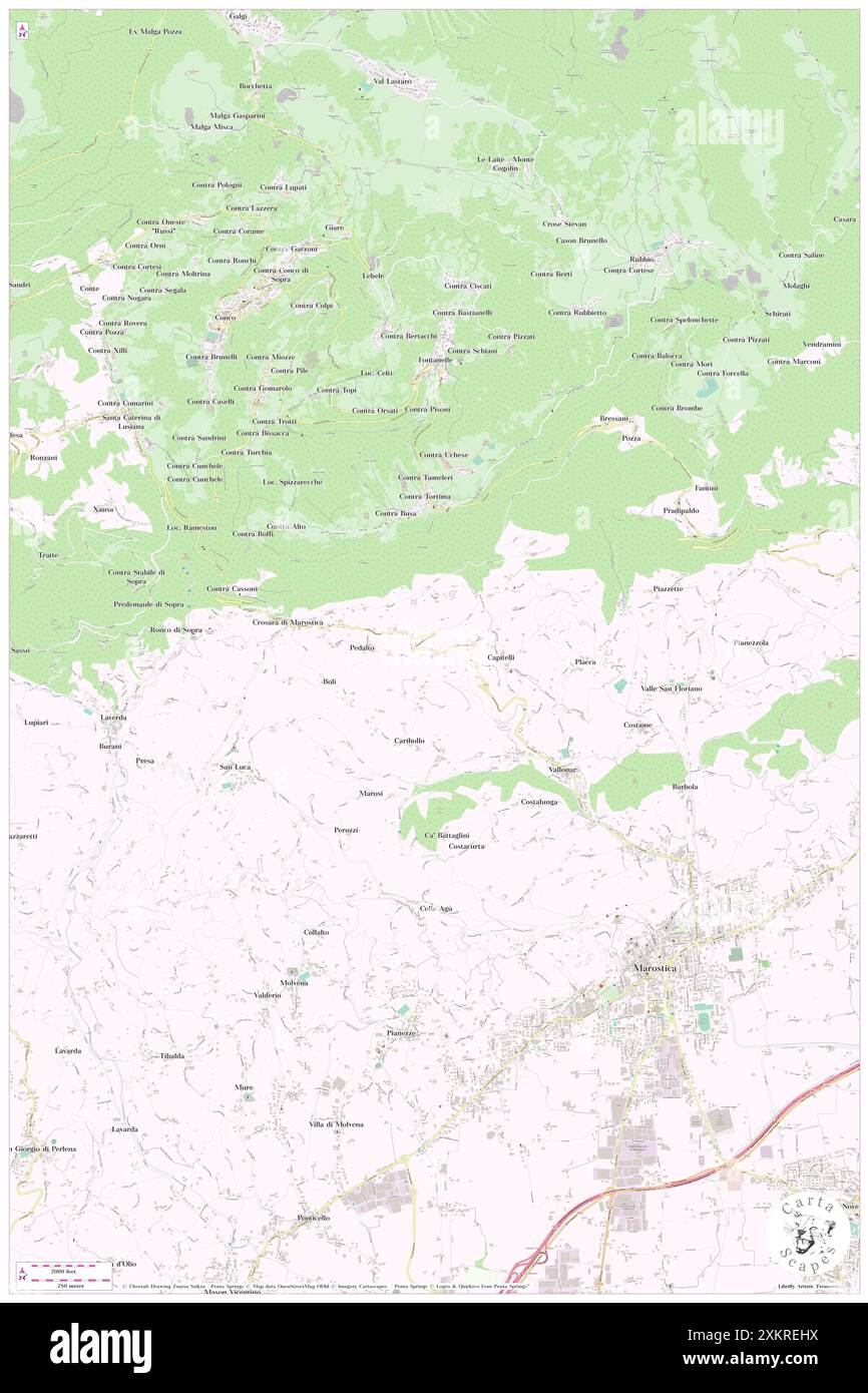 Lasta, Provincia di Vicenza, IT, Italia, Veneto, N 45 46' 17'', N 11 37' 50'', MAP, Cartascapes Map pubblicata nel 2024. Esplora Cartascapes, una mappa che rivela i diversi paesaggi, culture ed ecosistemi della Terra. Viaggia attraverso il tempo e lo spazio, scoprendo l'interconnessione del passato, del presente e del futuro del nostro pianeta. Foto Stock