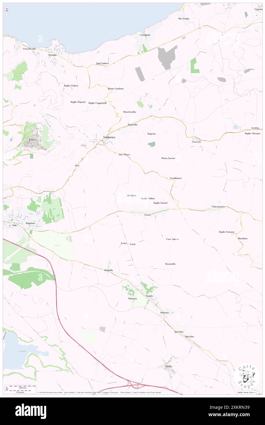 Bonfiglio, Trapani, IT, Italia, Sicilia, N 38 1' 12'', N 12 37' 33'', MAP, Cartascapes Map pubblicata nel 2024. Esplora Cartascapes, una mappa che rivela i diversi paesaggi, culture ed ecosistemi della Terra. Viaggia attraverso il tempo e lo spazio, scoprendo l'interconnessione del passato, del presente e del futuro del nostro pianeta. Foto Stock