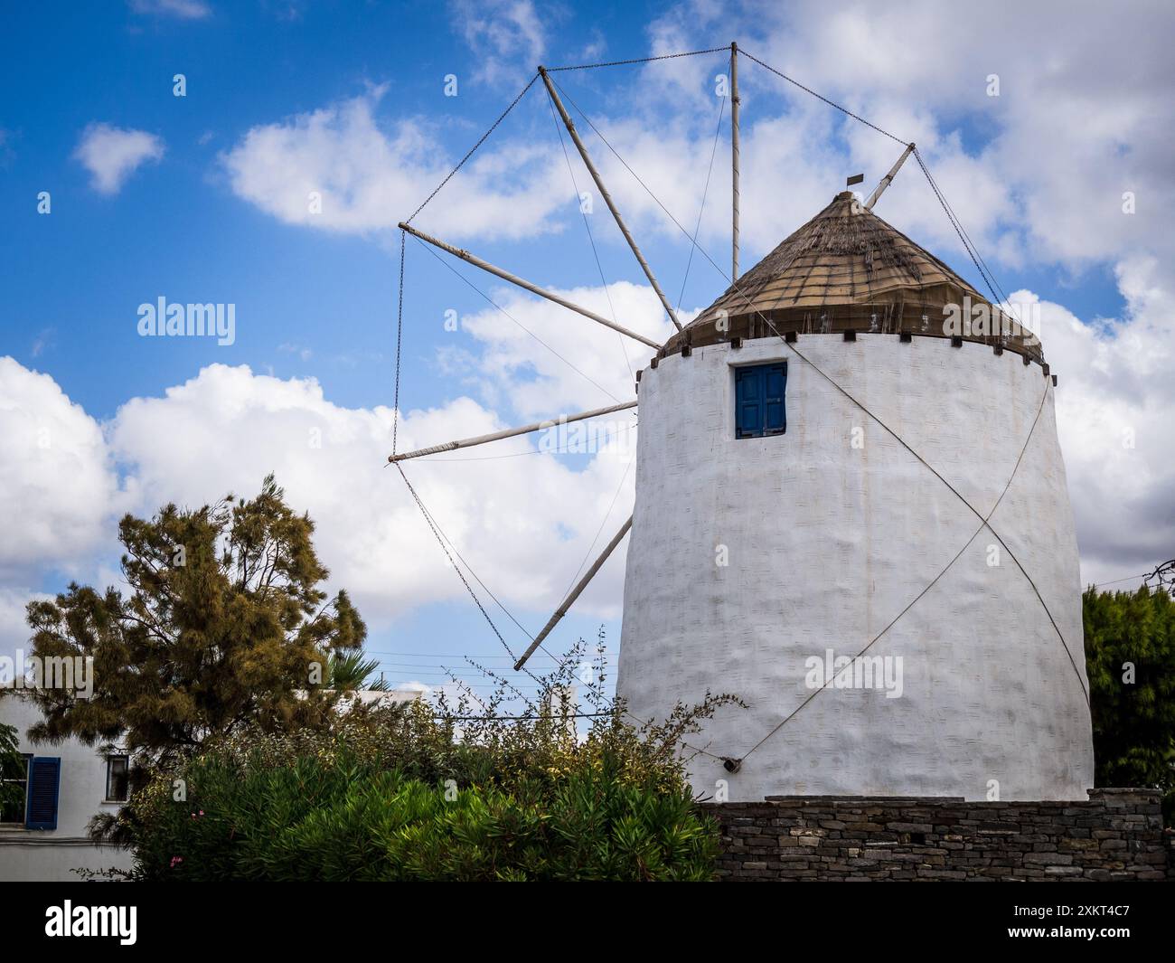Mulino a vento, Parakia, Paros, Grecia. Foto Stock