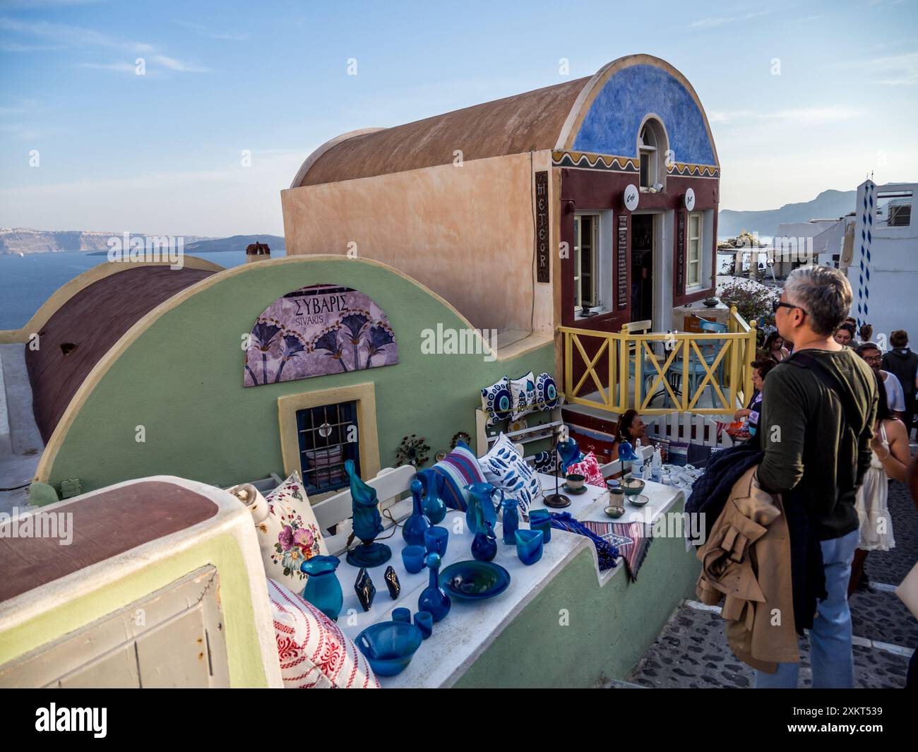 Negozio di souvenir a Oia Santorini. Foto Stock