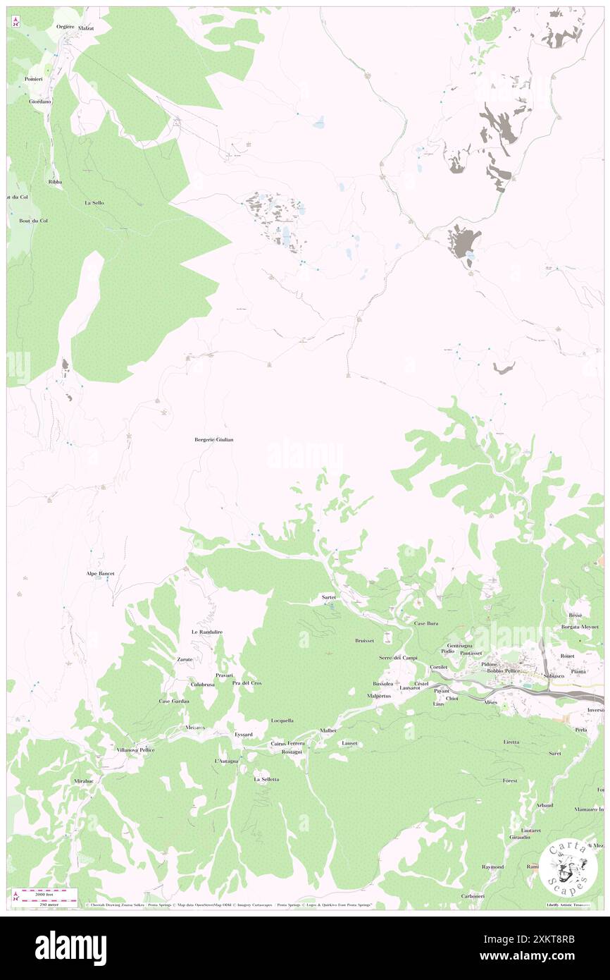 Valli Valdesi, IT, Italia, Piemonte, N 44 49' 59'', N 7 4' 59'', mappa, Cartascapes Mappa pubblicata nel 2024. Esplora Cartascapes, una mappa che rivela i diversi paesaggi, culture ed ecosistemi della Terra. Viaggia attraverso il tempo e lo spazio, scoprendo l'interconnessione del passato, del presente e del futuro del nostro pianeta. Foto Stock