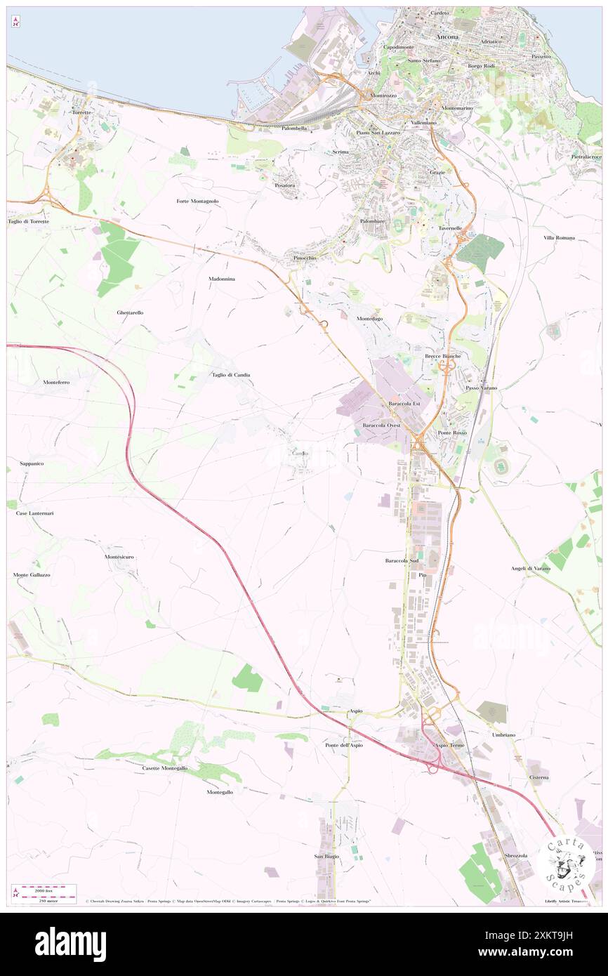 Candia, Provincia di Ancona, IT, Italia, le Marche, N 43 33' 55'', N 13 29' 34'', MAP, Cartascapes Map pubblicata nel 2024. Esplora Cartascapes, una mappa che rivela i diversi paesaggi, culture ed ecosistemi della Terra. Viaggia attraverso il tempo e lo spazio, scoprendo l'interconnessione del passato, del presente e del futuro del nostro pianeta. Foto Stock