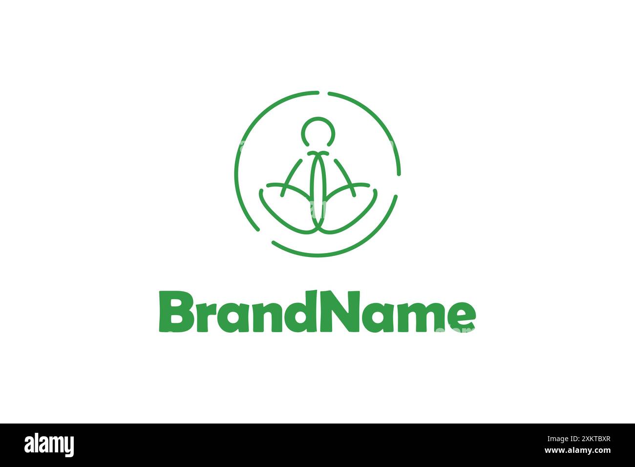 Modello vettoriale con logo Meditation, trasmette un senso di calma, equilibrio e armonia. Emblema, concetto di design, simbolo creativo Illustrazione Vettoriale