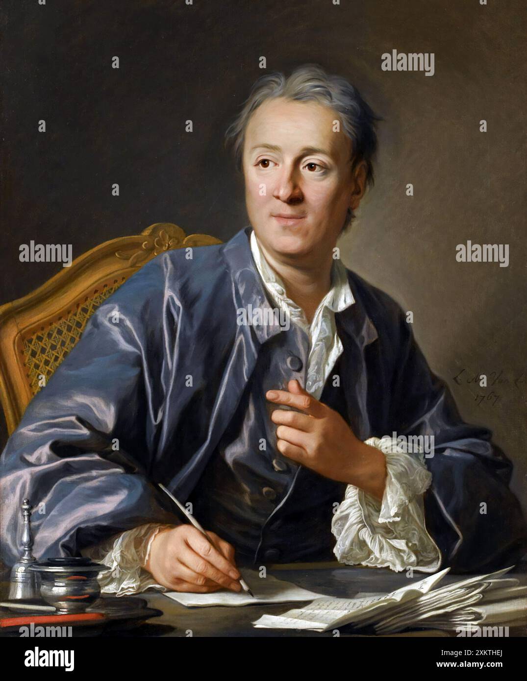 Denis Diderot. Ritratto del filosofo e critico d'arte francese, Denis Diderot (1713-1784) di Louis-Michel van Loo, olio su tela, 1767 Foto Stock