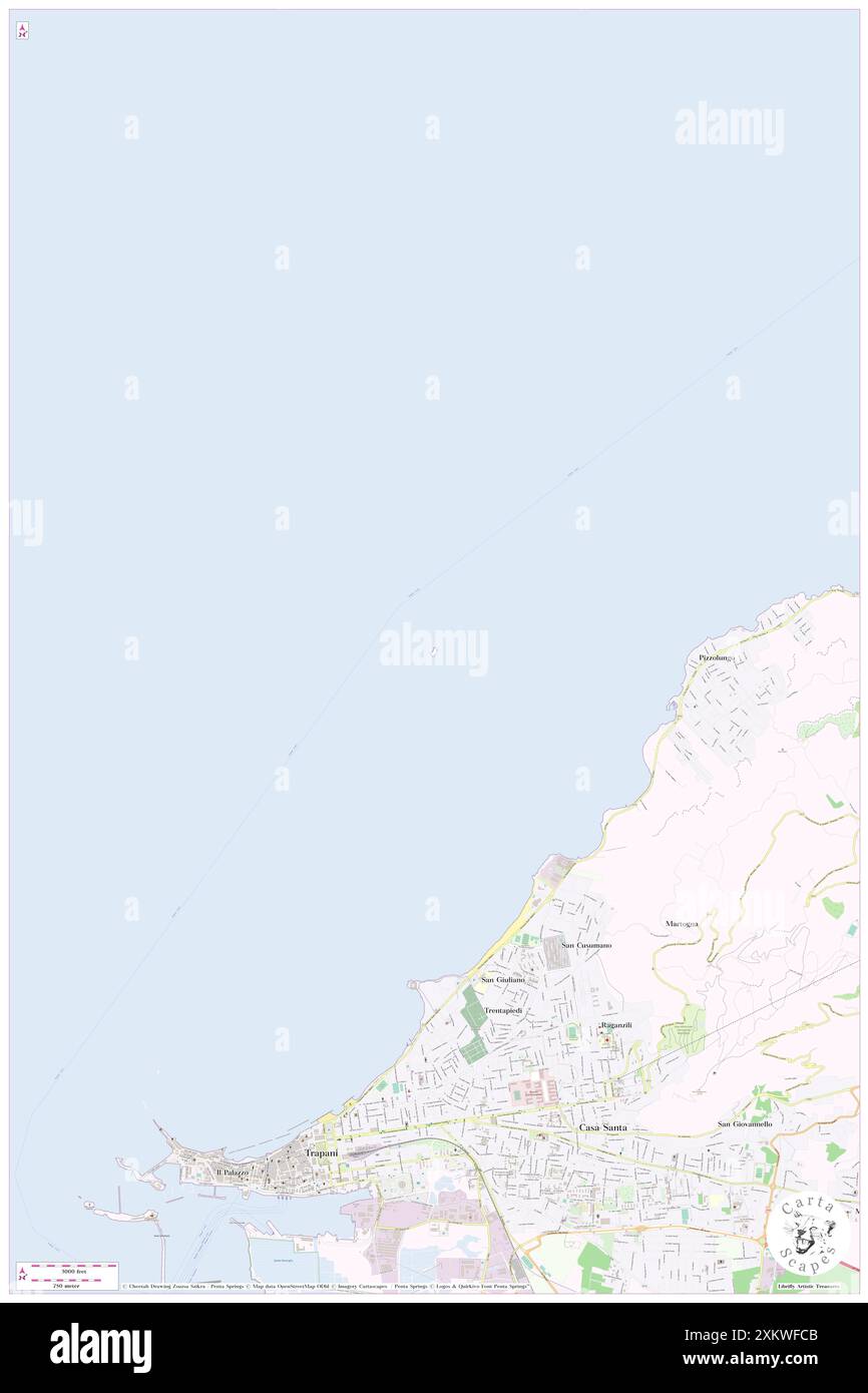 Isola Asinelli, Trapani, IT, Italia, Sicilia, N 38 3' 51'', N 12 31' 45'', MAP, Cartascapes Map pubblicata nel 2024. Esplora Cartascapes, una mappa che rivela i diversi paesaggi, culture ed ecosistemi della Terra. Viaggia attraverso il tempo e lo spazio, scoprendo l'interconnessione del passato, del presente e del futuro del nostro pianeta. Foto Stock