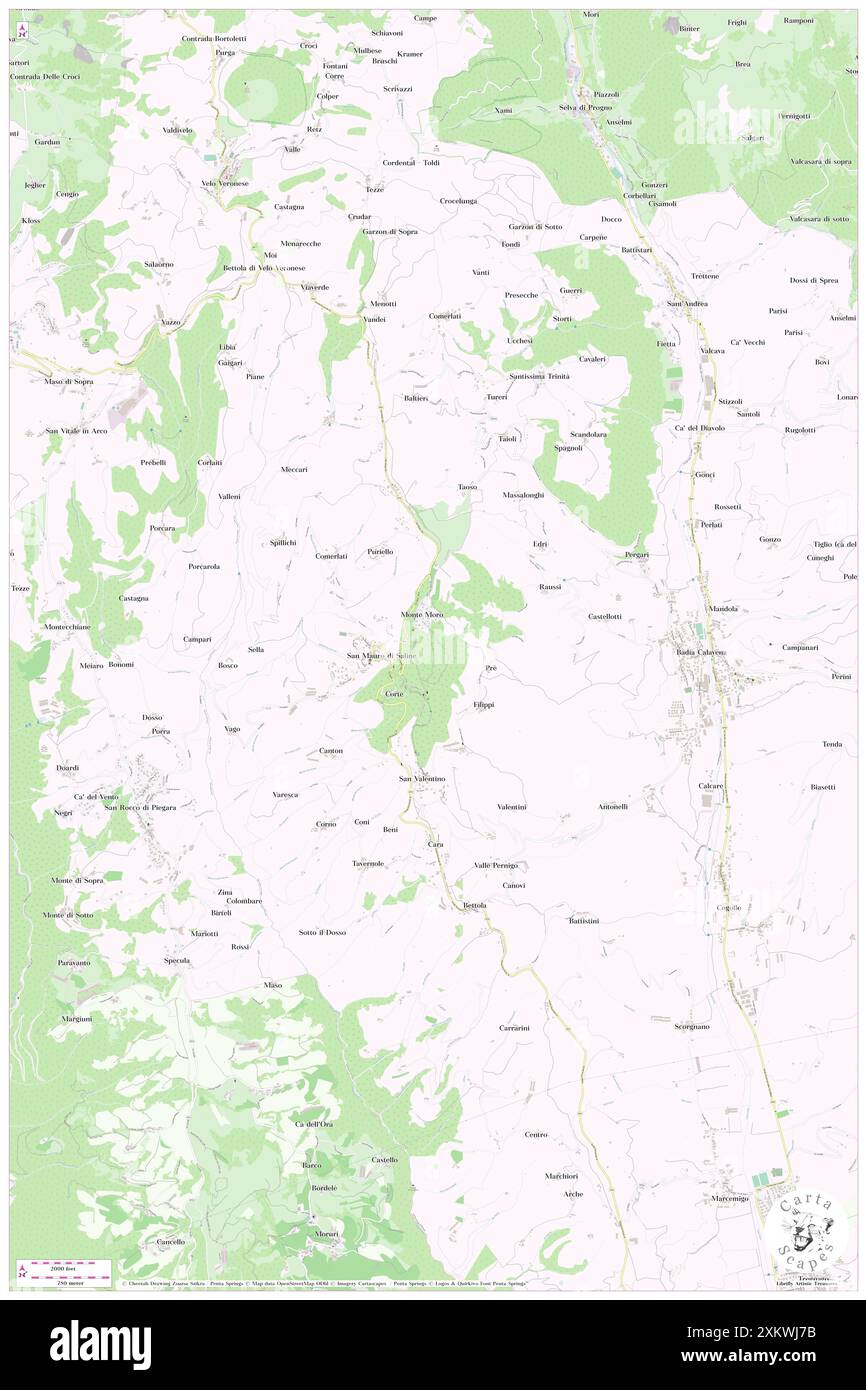 Monte S. Moro, Provincia di Verona, IT, Italia, Veneto, N 45 33' 58'', N 11 7' 13'', MAP, Cartascapes Map pubblicata nel 2024. Esplora Cartascapes, una mappa che rivela i diversi paesaggi, culture ed ecosistemi della Terra. Viaggia attraverso il tempo e lo spazio, scoprendo l'interconnessione del passato, del presente e del futuro del nostro pianeta. Foto Stock