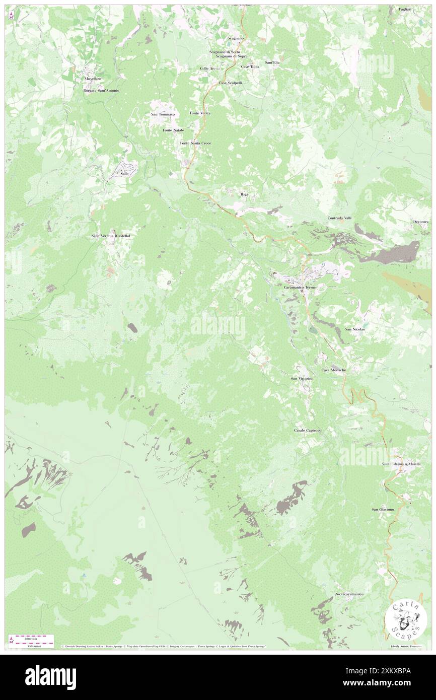 Fiume Orfento, IT, Italia, Abruzzo, N 42 8' 59'', N 13 58' 59'', MAP, Cartascapes Map pubblicata nel 2024. Esplora Cartascapes, una mappa che rivela i diversi paesaggi, culture ed ecosistemi della Terra. Viaggia attraverso il tempo e lo spazio, scoprendo l'interconnessione del passato, del presente e del futuro del nostro pianeta. Foto Stock