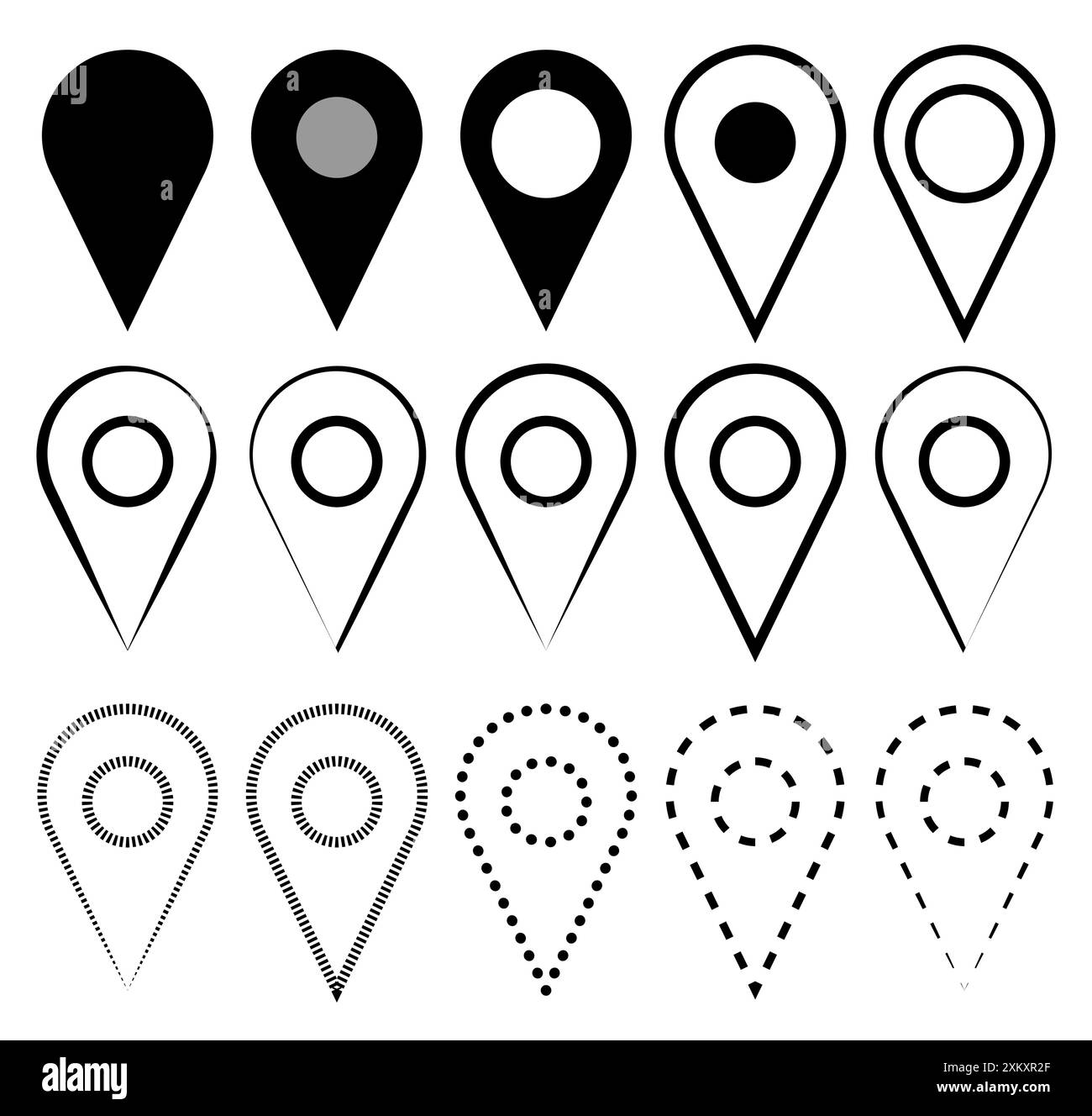 Puntino puntatore di posizione o il simbolo del segno di riferimento è qui. Illustrazione Vettoriale