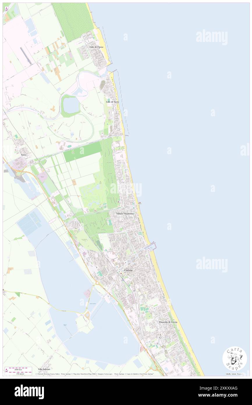 Le Palme Premier Hotels, Provincia di Ravenna, IT, Italia, Emilia-Romagna, N 44 17' 4'', N 12 20' 55'', MAP, Cartascapes Map pubblicata nel 2024. Esplora Cartascapes, una mappa che rivela i diversi paesaggi, culture ed ecosistemi della Terra. Viaggia attraverso il tempo e lo spazio, scoprendo l'interconnessione del passato, del presente e del futuro del nostro pianeta. Foto Stock