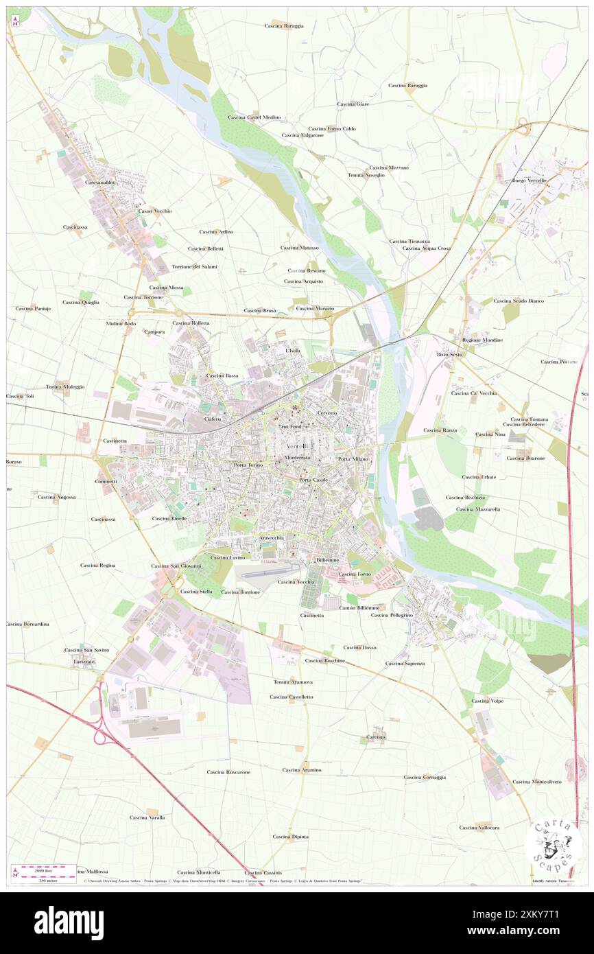 Piazza Camillo Benso Cavour, Provincia di Vercelli, IT, Italia, Piemonte, N 45 19' 31'', N 8 25' 22'', MAP, Cartascapes Map pubblicata nel 2024. Esplora Cartascapes, una mappa che rivela i diversi paesaggi, culture ed ecosistemi della Terra. Viaggia attraverso il tempo e lo spazio, scoprendo l'interconnessione del passato, del presente e del futuro del nostro pianeta. Foto Stock