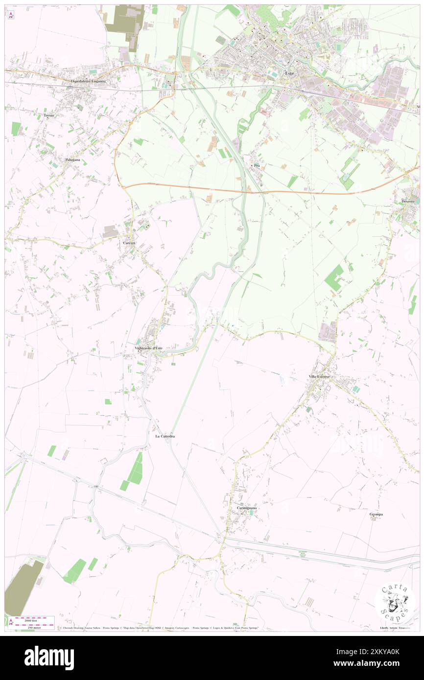 Calcatonega, Provincia di Padova, IT, Italia, Veneto, N 45 10' 55'', N 11 38' 27'', MAP, Cartascapes Map pubblicata nel 2024. Esplora Cartascapes, una mappa che rivela i diversi paesaggi, culture ed ecosistemi della Terra. Viaggia attraverso il tempo e lo spazio, scoprendo l'interconnessione del passato, del presente e del futuro del nostro pianeta. Foto Stock