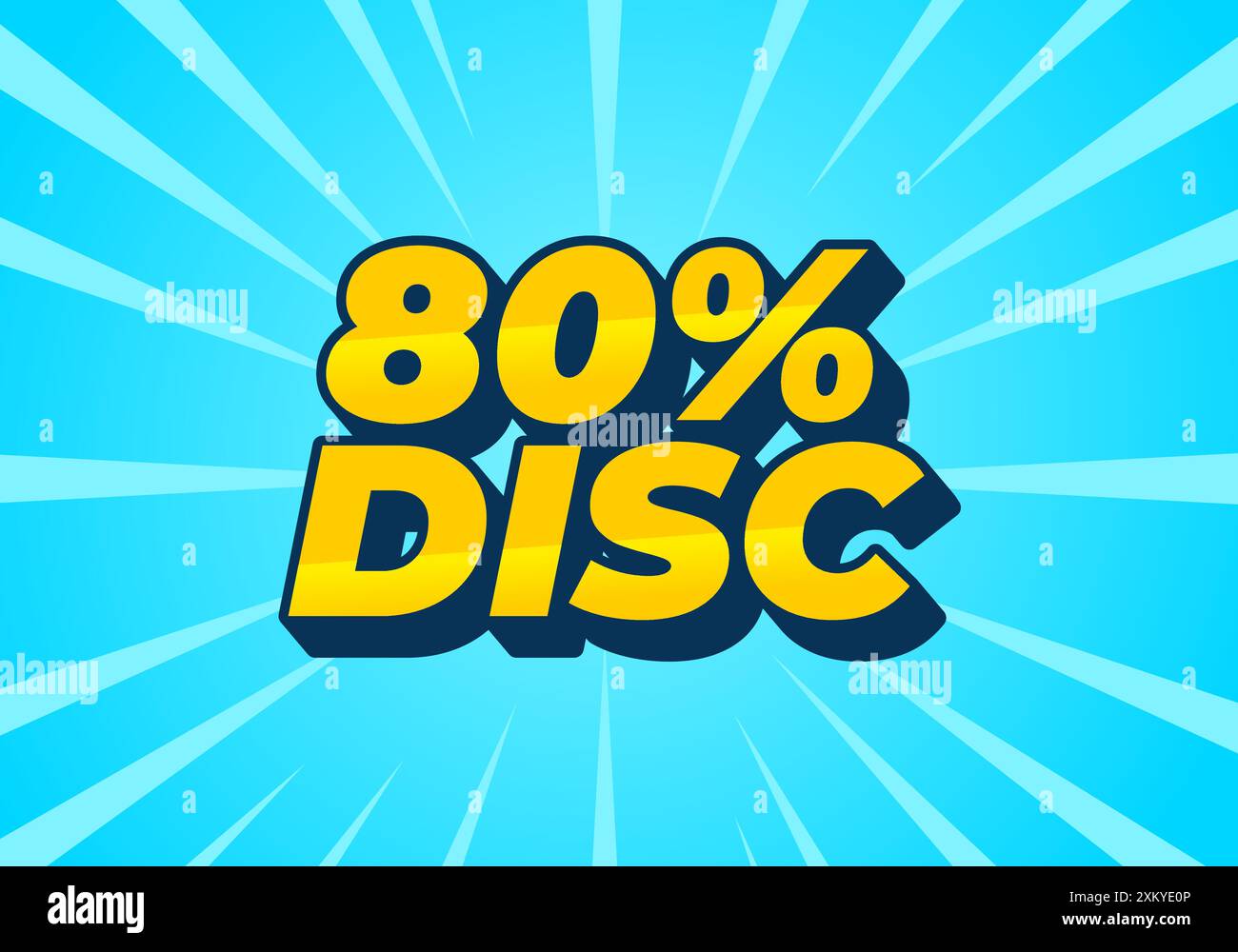 sconto del 80%. Design effetto testo con colori e stile 3D. Illustrazione Vettoriale