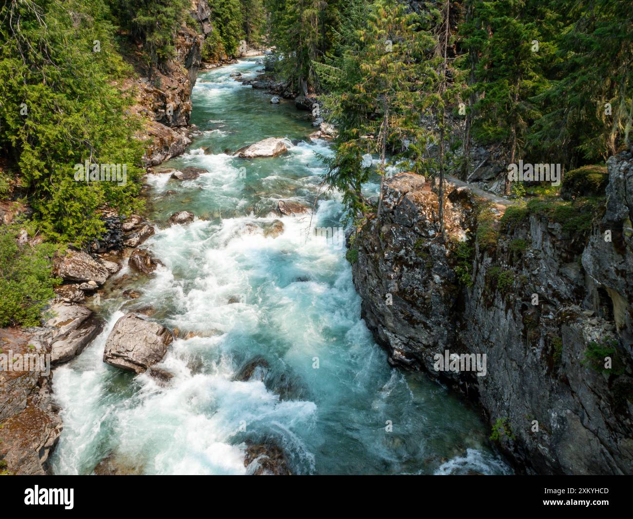 Stehekin River sopra High Bridge, Stehekin Valley. Foto Stock